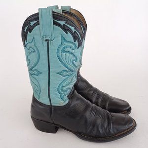 Stetson Black and Turquoise Heeled Boots